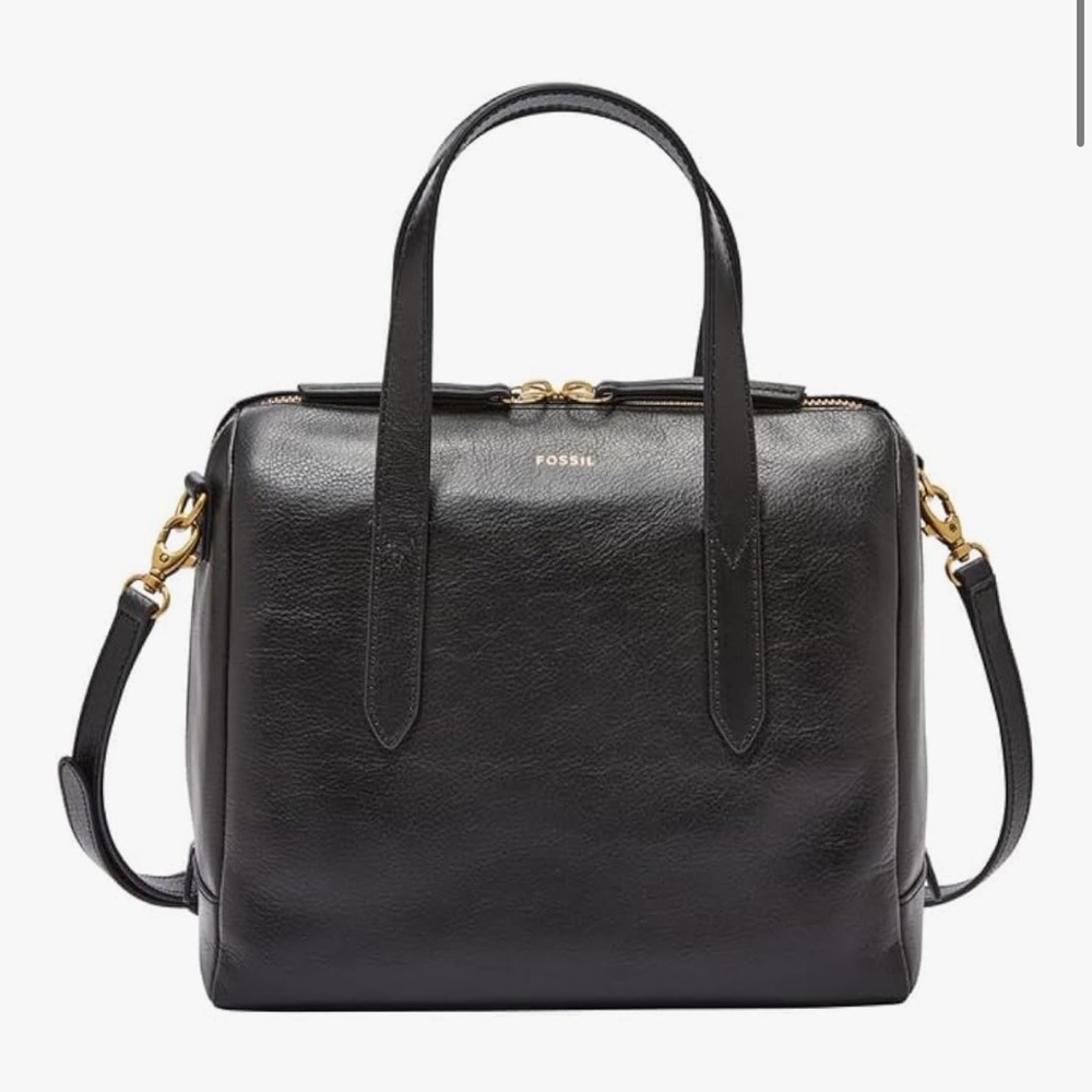 Fossil Sydney Satchel Black Leather Bag